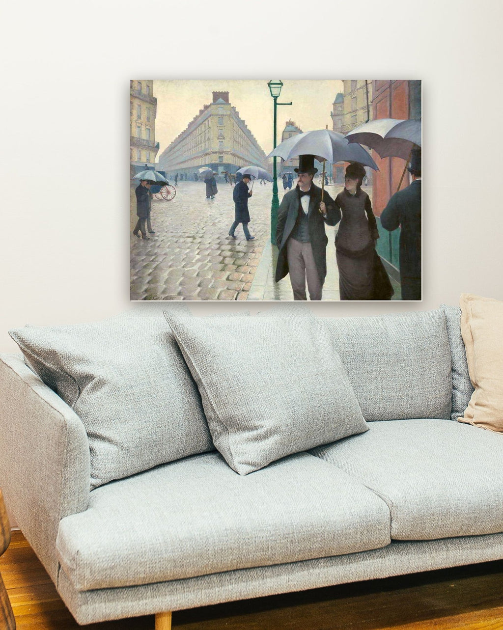 Rua de Paris de Gustave Caillebotte na parede de uma sala