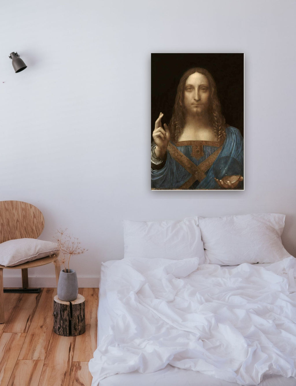 Salvator Mundi de Leonardo da Vinci na parede de um quarto