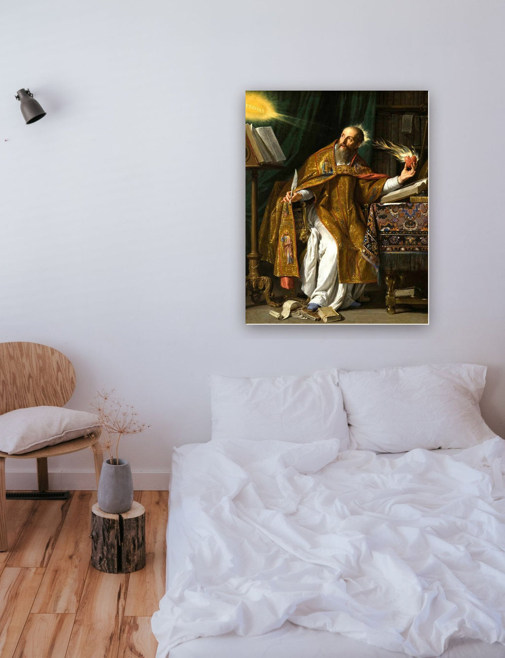 Santo Agostinho (1645) de Philippe de Champaigne na parede de um quarto