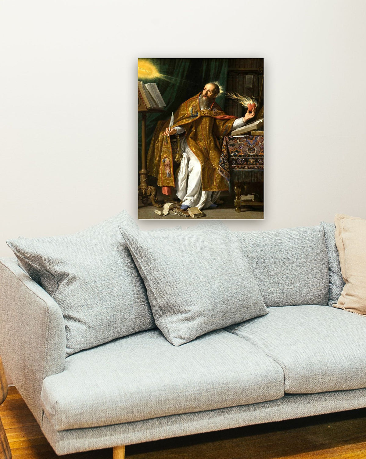 Santo Agostinho (1645) de Philippe de Champaigne na parede de uma sala