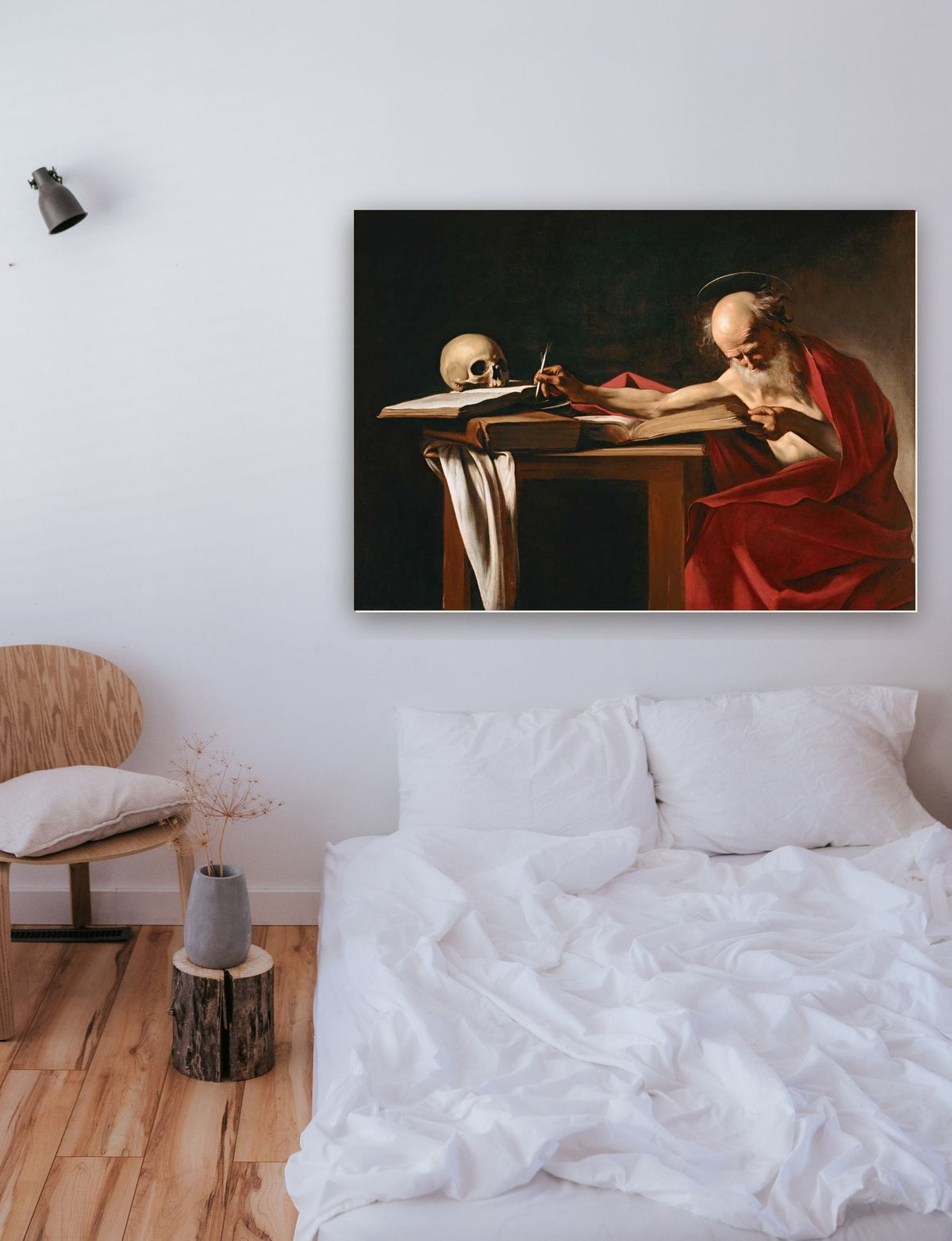 São Jerônimo que Escreve de Caravaggio na parede de um quarto
