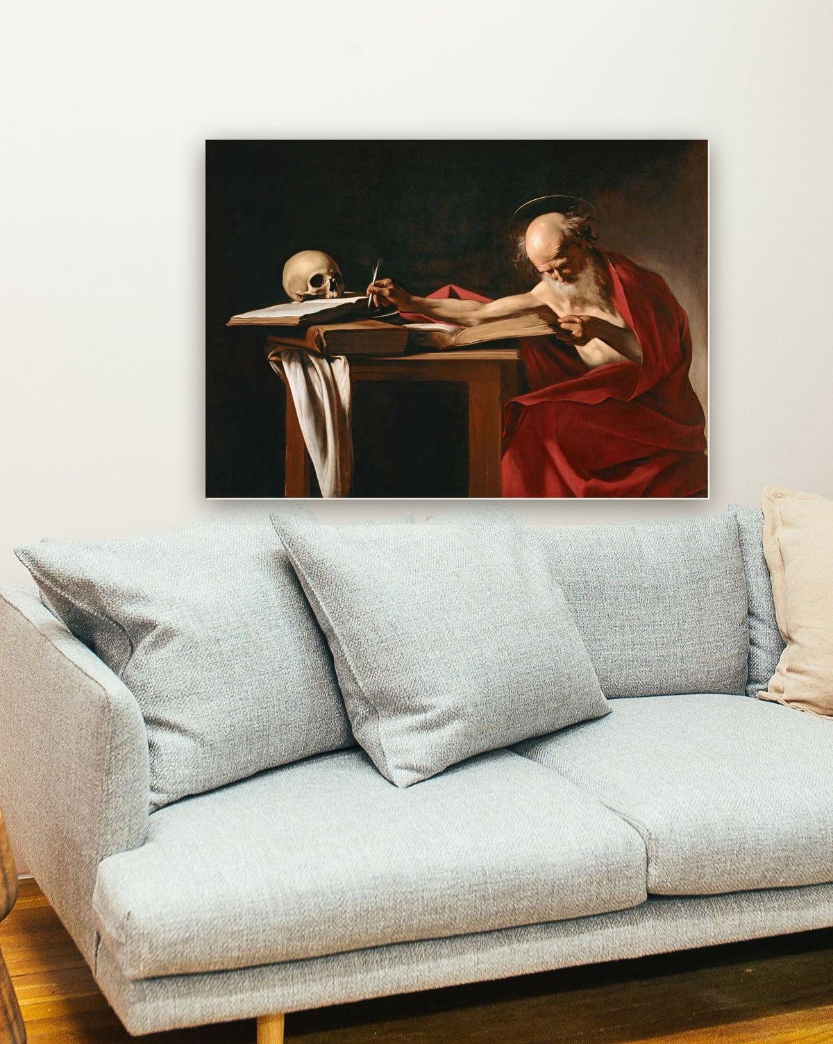 São Jerônimo que Escreve de Caravaggio na parede de uma sala