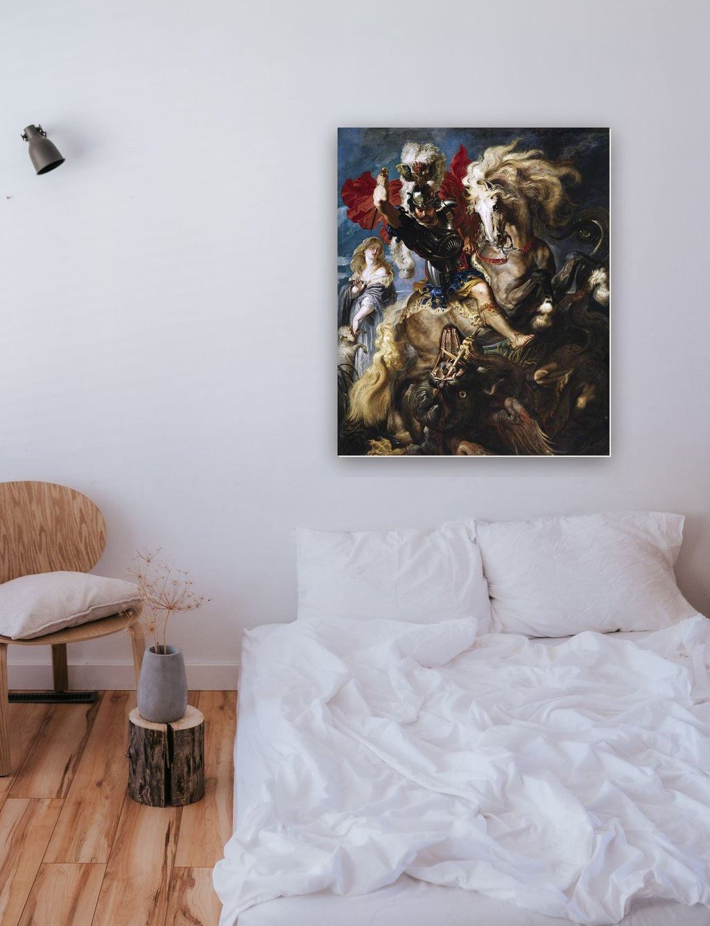 São Jorge e o Dragão de Peter Paul Rubens na parede de um quarto