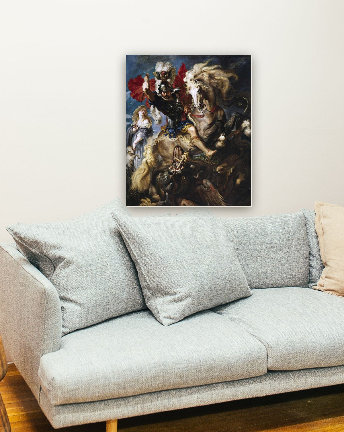 São Jorge e o Dragão de Peter Paul Rubens na parede de uma sala