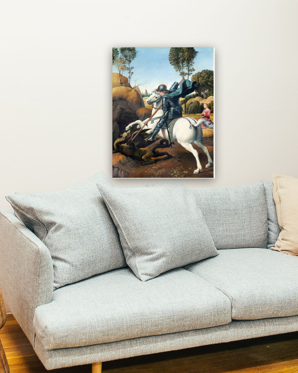 São Jorge e o Dragão de Raffaello Sanzio na parede de uma sala