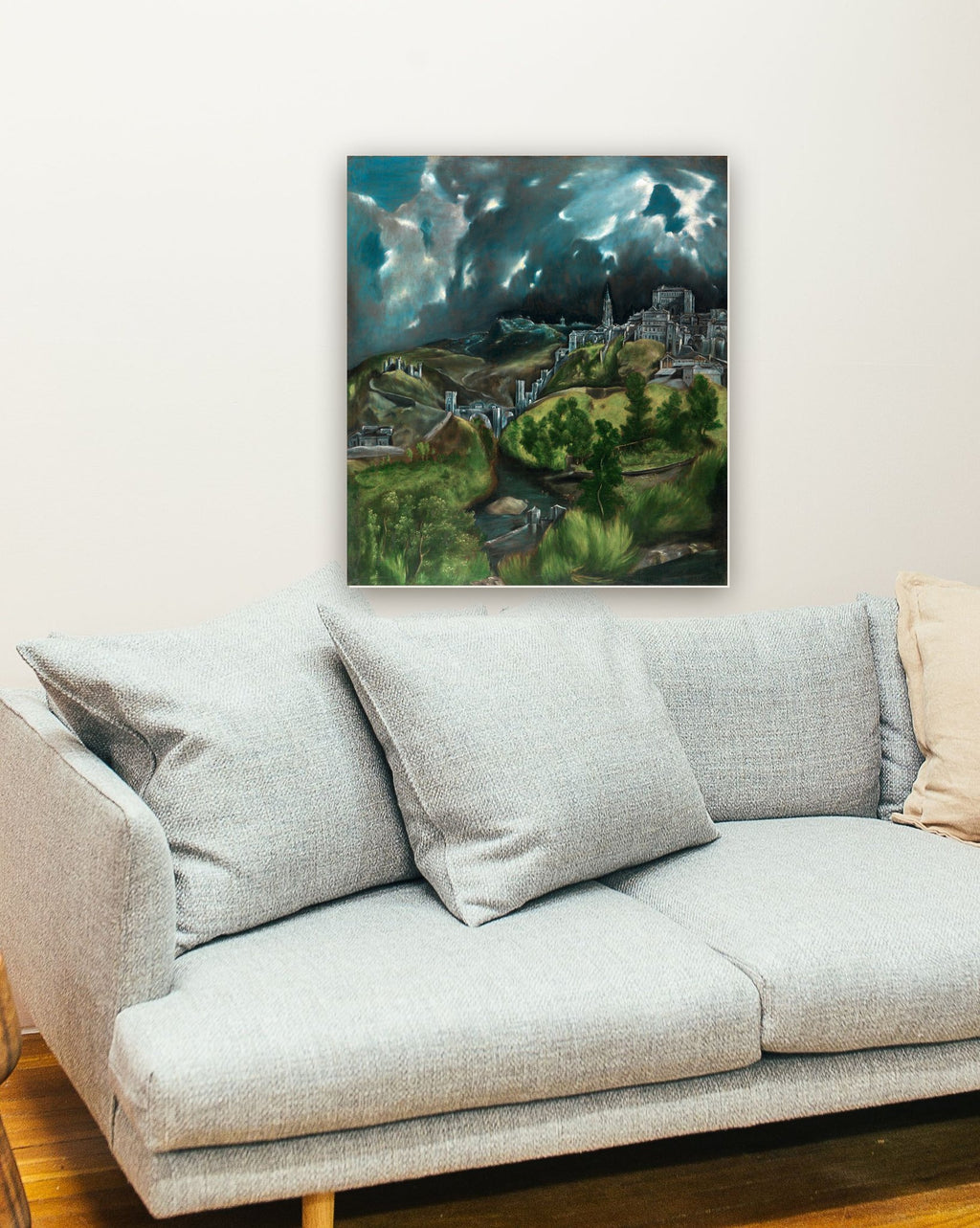 Vista de Toledo de El Greco na parede de uma sala
